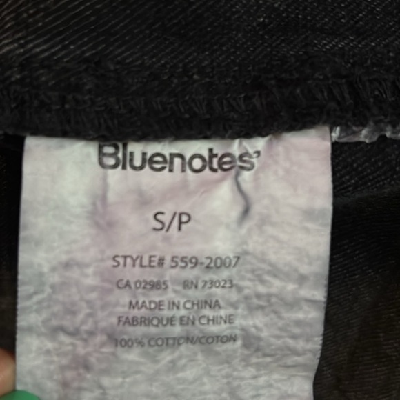 Blue notes black distressed oversized jean jacket Sz Small - Picture 5 of 12